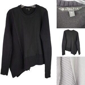 Athleta Black Women's Size XS Long Sleeve Bayridge Cotton Sweatshirt Ribbed